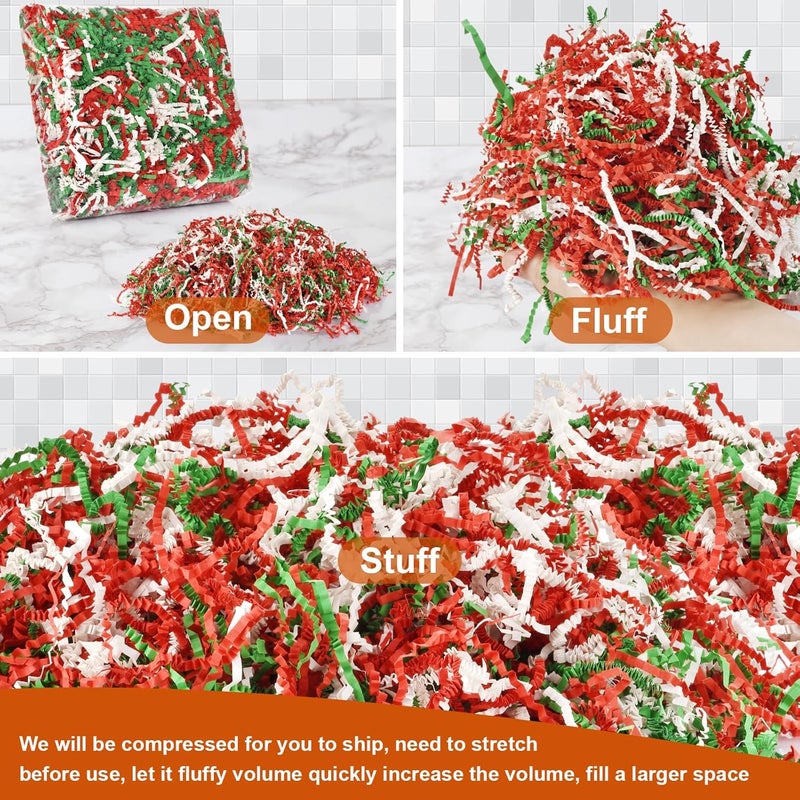 Darfukei Christmas Crinkle Paper Filler, 1/2LB(8 oz) Shredded Paper For Gift Baskets, White bridesmaid proposal gifts, Crinkle Cut Paper Shred For Birthdays, Weddings,Boxes Bags, Basket Filler, Anniversaries, Gift Wrapping - Image 2